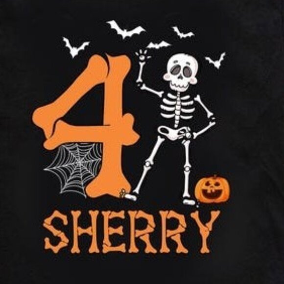 Halloween Skeleton Birthday Shirt, Custom Kids Birthday With Name Tee - Picture 3 of 3